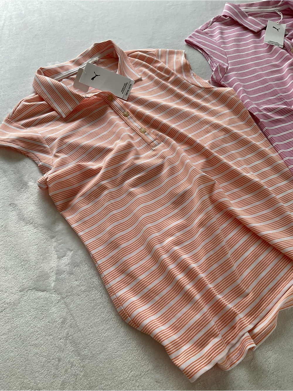 Puma Golf Women’s Polo Shirt Bundle 2 Pack Small NWT Pink Orange Striped - Picture 4 of 13